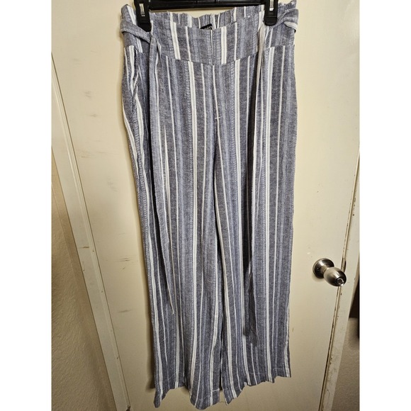Striped Blue and White Women's Pants - Picture 1 of 7